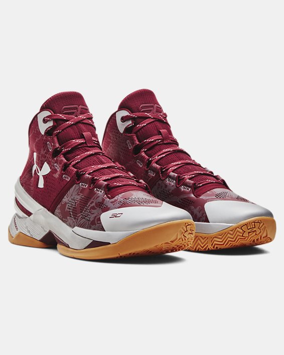 Unisex Curry 2 Retro Basketball Shoes in Red image number 3